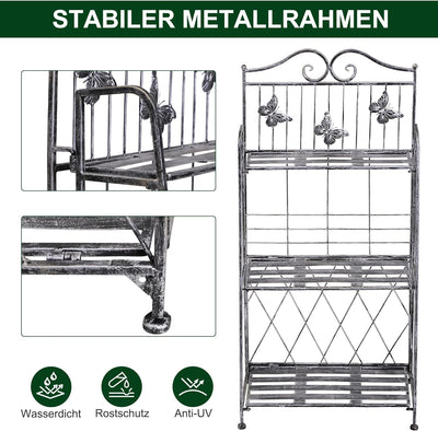 Outsunny Pflanzregal Pflanzenständer Blumenregal Blumenständer Blumentreppe Gartenregal 3 Ebenen Met