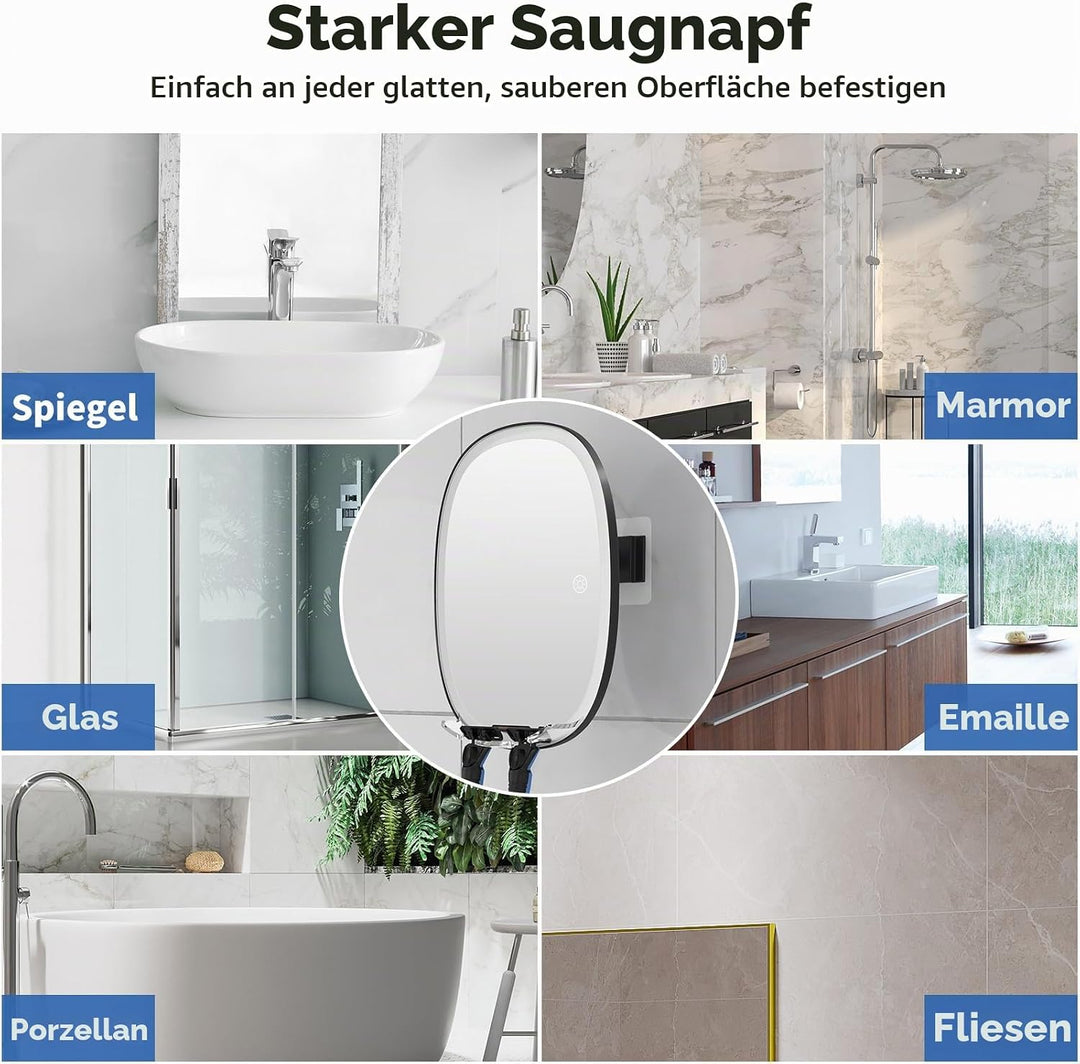 FASCINATE Rasierspiegel AntiBeschlag-Duschspiegel, 3 einstellbare Lichtfarben Schminkspiegel mit Ras