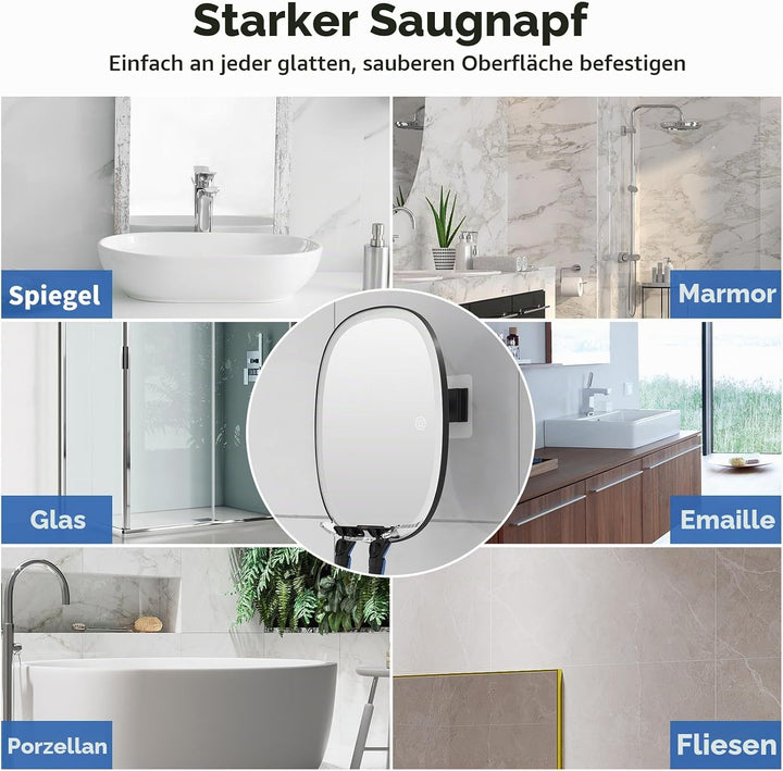 FASCINATE Rasierspiegel AntiBeschlag-Duschspiegel, 3 einstellbare Lichtfarben Schminkspiegel mit Ras