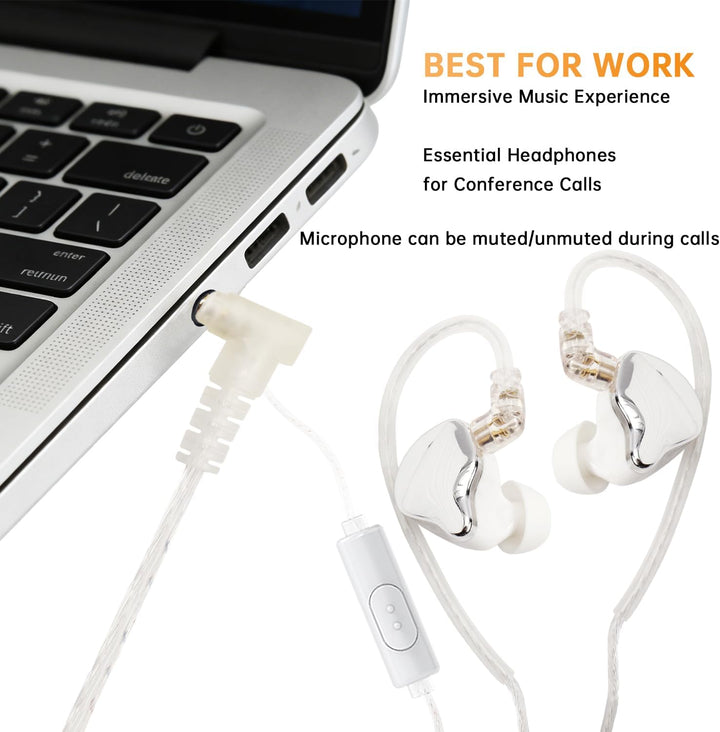 IEM Kopfhörer mit Kabel und Mikrofon, 3.5mm in Ear Wired Earphones | Dual Magnet, hi-res, hifi, abne