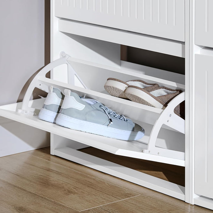 SoBuy Schuhkipper mit 2 Klappen Schuhablage Schuhschrank schmal Schuhregal mit 4 Ablageflächen Schuh