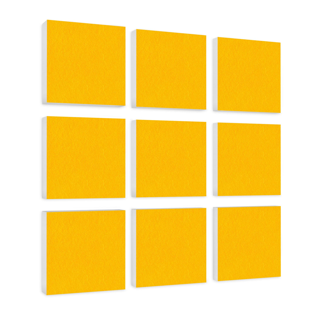 platino24 Akustikpaneele 9 Elemente Colore Quadrat 27,5 x 27,5 cm Sonnengelb I Schallabsorber aus Ba