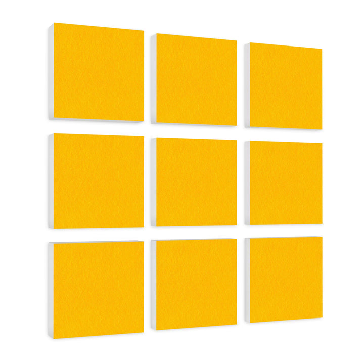 platino24 Akustikpaneele 9 Elemente Colore Quadrat 27,5 x 27,5 cm Sonnengelb I Schallabsorber aus Ba