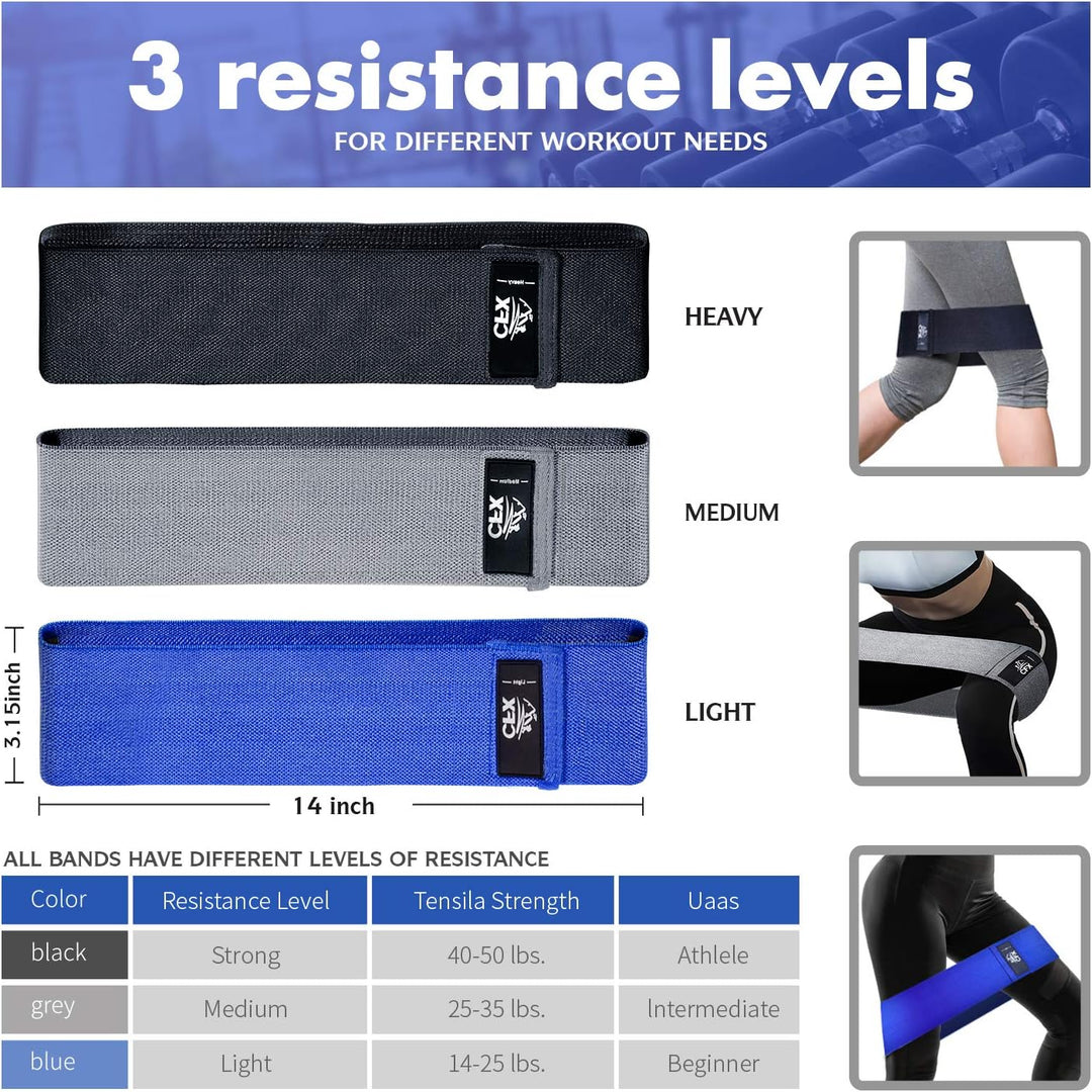 CFX Resistance Hip Bands, Fitnessbänder Set Yogagurt in 3 Zugkraftstärken Trainingsband Yogaband ALS