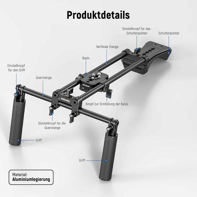 NEEWER Universal Shoulder Rig Set, 16"/40cm Erweitertes 15mm Stange Unterstützung System Kamerastabi