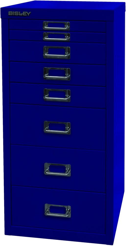 BISLEY MultiDrawer, 29er Serie, DIN A4, 8 Schubladen, Metall, 639 Oxfordblau, 38 x 27.9 x 59 cm
