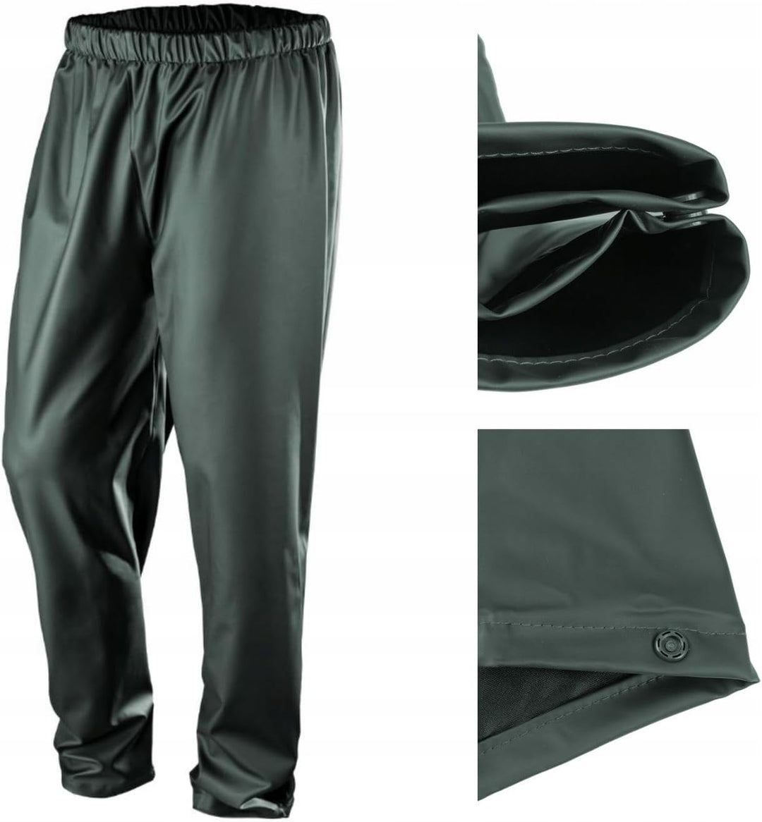 NEO TOOLS Herren Regenset, Regenmantel mit Kapuze und Regenhose, Gr. M-XXXL, verklebte Nähte, Reissv