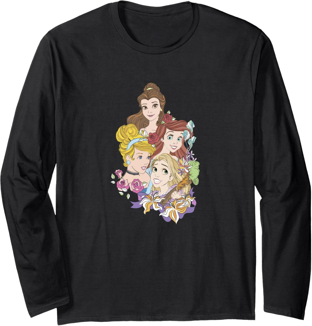 Disney Princess Floral Belle Cinderella Ariel Rapunzel Langarmshirt