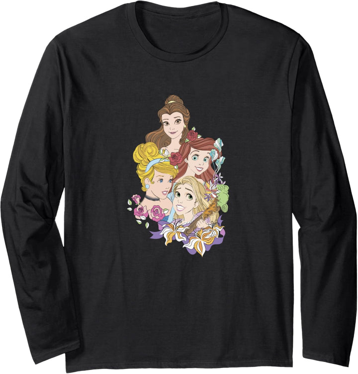 Disney Princess Floral Belle Cinderella Ariel Rapunzel Langarmshirt