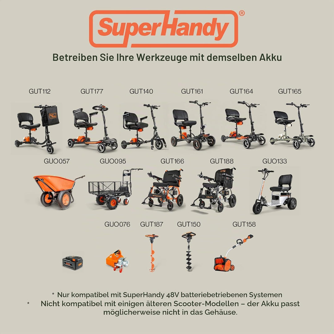 SuperHandy Lithium-Ionen-Akkumulator Pro Super Duty 48V DC 2Ah 88,8 Wattstunden (Akkumulator für den