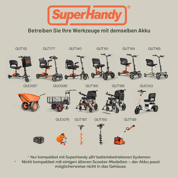 SuperHandy Lithium-Ionen-Akkumulator Pro Super Duty 48V DC 2Ah 88,8 Wattstunden (Akkumulator für den