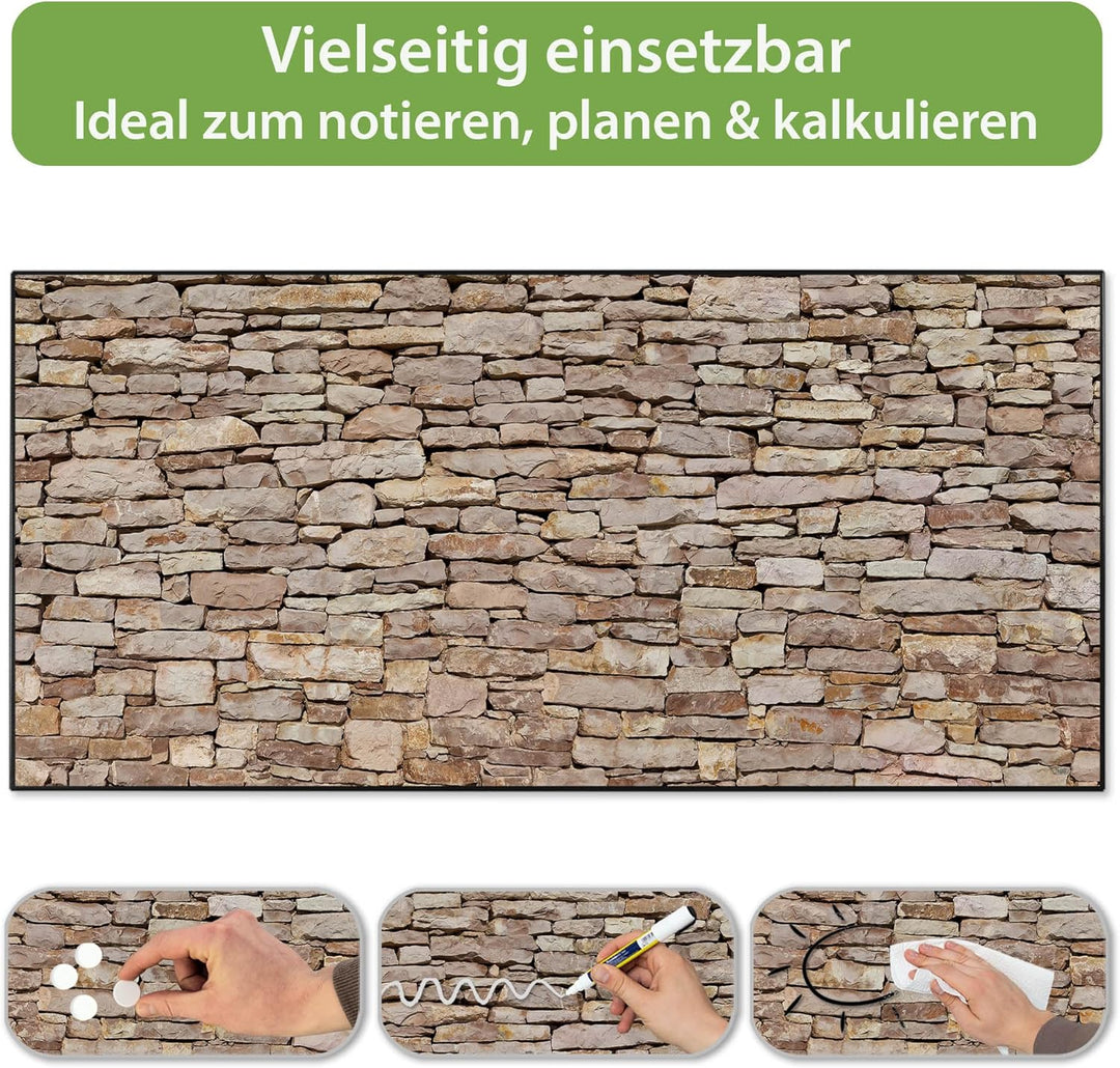 banjado Magnettafel schwarz 78 x 37cm / Magnetwand Metall/Magnetpinnwand als Memoboard/Pinnwand Magn