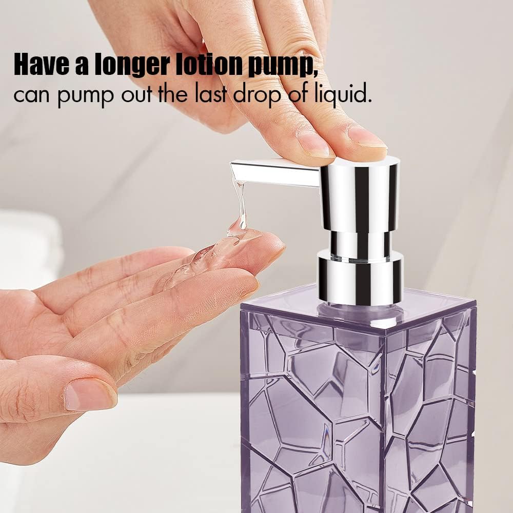 2 Stück Seifenspender, 340 ml, Acryl, Flüssiglotion, Handspender mit Pumpe, wiederverwendbar für Bad