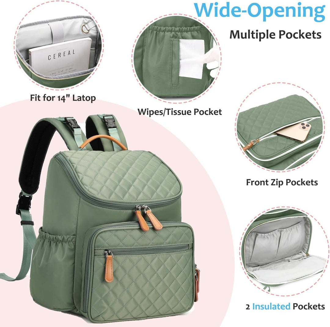 Large Capacity Diaper Bag Backpack with Storller Clips, Water-Resistant Travel Backpack with Anti-Th