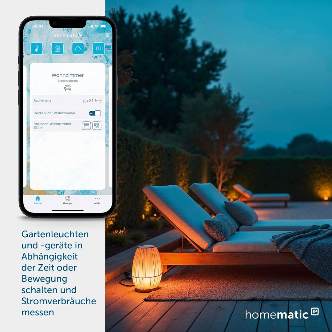 Homematic IP Access Point 2, anthrazit + Schalt-Mess-Kabel – aussen, Smart Home, steuert Gartenlampe