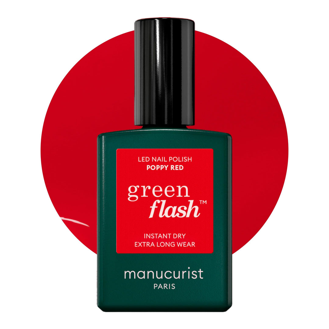 Manucurist Green Flash™ Gel Nagellack Kräftiges Orangerot Poppy Red - Hema Free UV Lack, 12-Free Lac