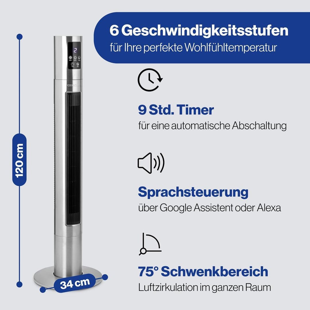 ProfiCare Turm-Ventilator PC-TVL 3090 Tower-Ventilator mit Multifunktions-Fernbedienung, LED-Display