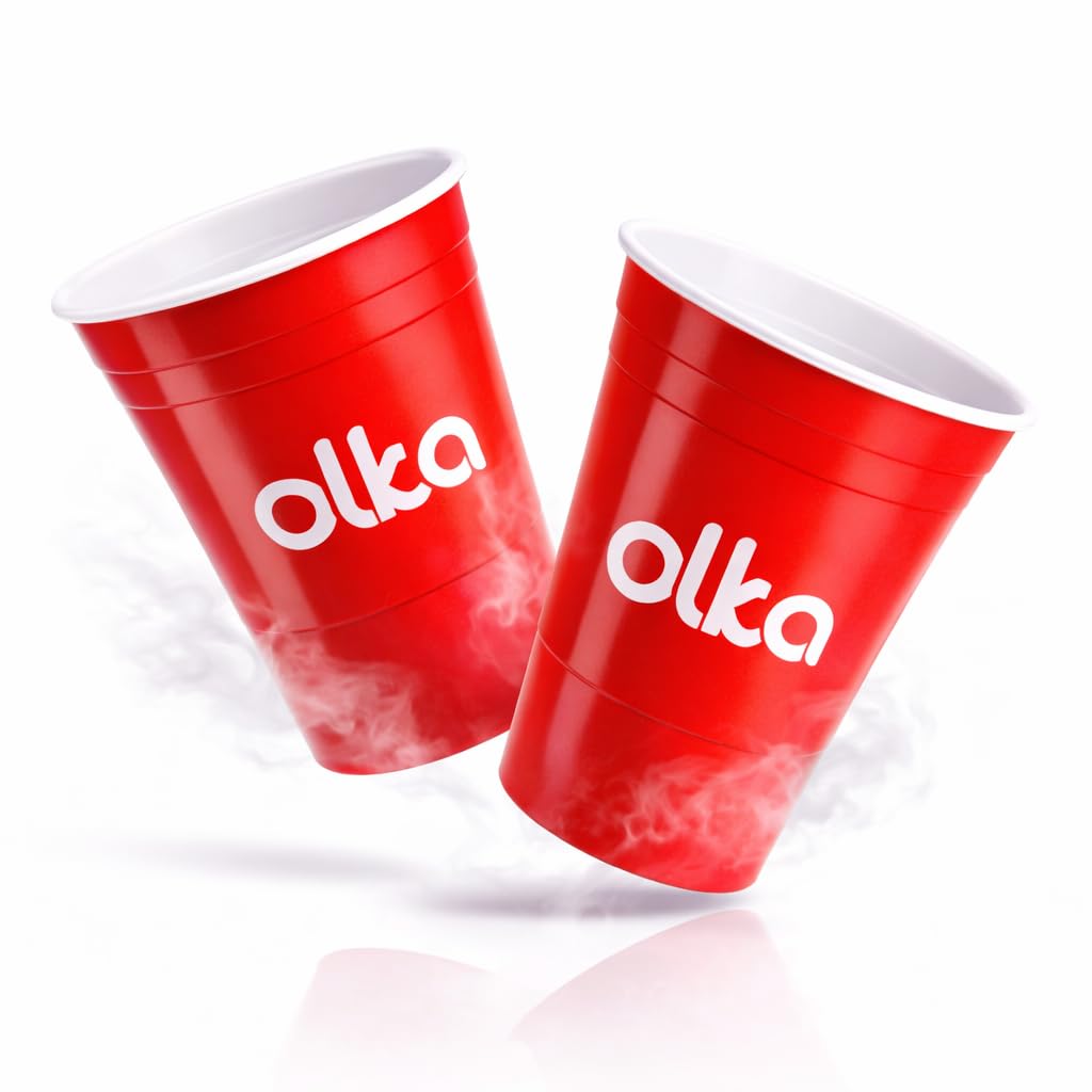 OLKA Hartplastik Partybecher in Premiumqualität | 20 Extra stabile und wiederverwendbare Redcups &amp; 3