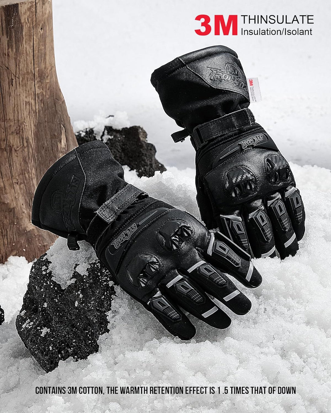 Grapelet Motorradhandschuhe Winter,Winddichte wasserdichte Motorrad Handschuhe für Herren,Touchscree