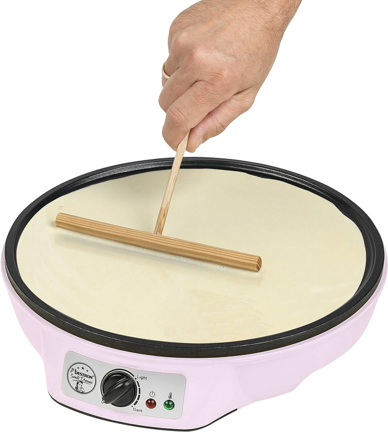 Bestron Crêpes Maker im Retro Design, für Crepes mit Ø 30 cm, inkl. Teigverteiler & Crêpes-Wender, m