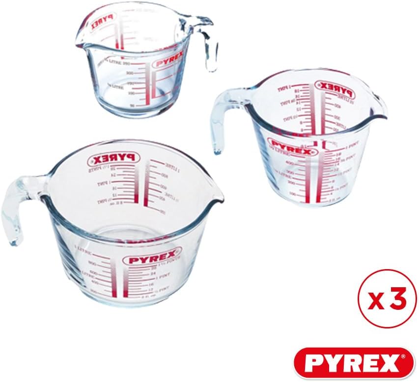 Pyrex – Messkrug aus strapazierfähigem Glas, Glas, durchsichtig, Set 3 pièces 3 Stück (1er
