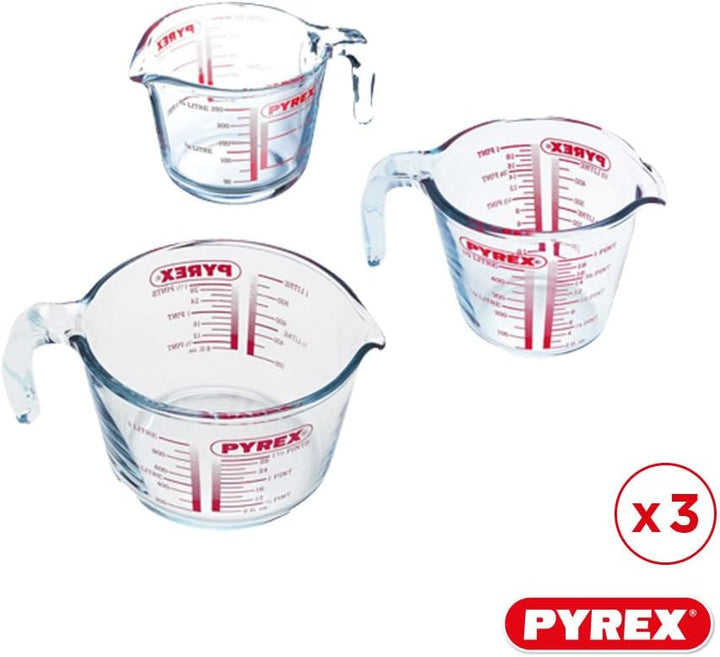Pyrex – Messkrug aus strapazierfähigem Glas, Glas, durchsichtig, Set 3 pièces 3 Stück (1er