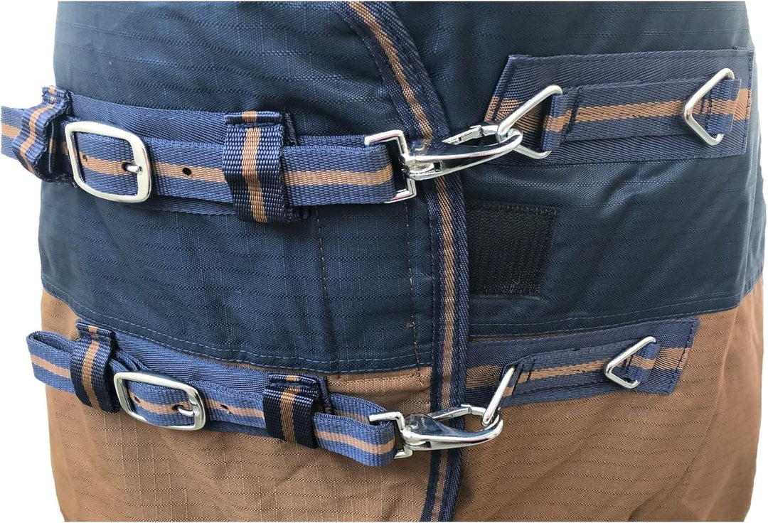RL24 - Winterdecke 200g Füllung 600D BASICLINE dunkelblau/braun 95cm Dunkelblau/Braun (Altes Modell)