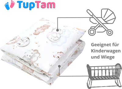 TupTam Unisex Baby Wiegenset 4-teilig Bettwäsche-Set: Bettdecke mit Bezug und Kopfkissen mit Bezug,