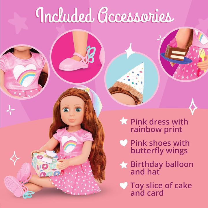 Glitter Girls Deluxe Geburtstag Puppe Cicely – Bewegliche 36 cm Puppe mit Geburtstagszubehör, Puppen