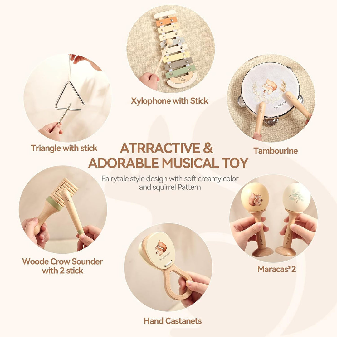 OESSUF Musikinstrumente für Kinder ab 1 Jahr, Montessori Spielzeug Baby ab 1 2 3 Jahr Xylophone Tamb