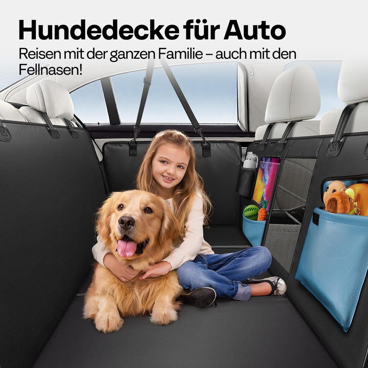 Hundedecke für Auto Rückbank Hundesitzbezug mit Harter Unterseite inkl. Seitenschutz und Sichtfenste
