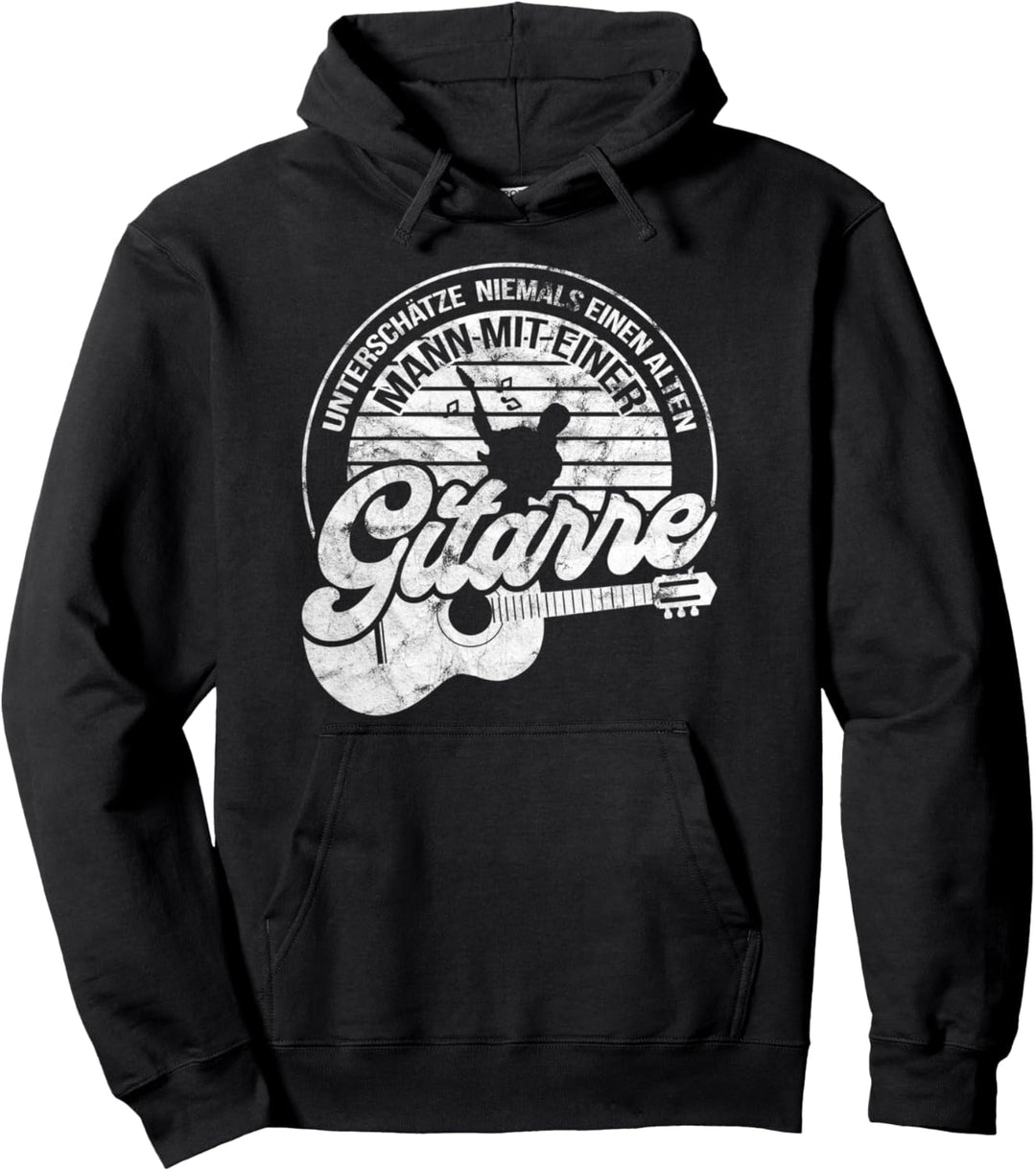 Gitarrenspieler Gitarrist Alter Mann mit Gitarre Pullover Hoodie