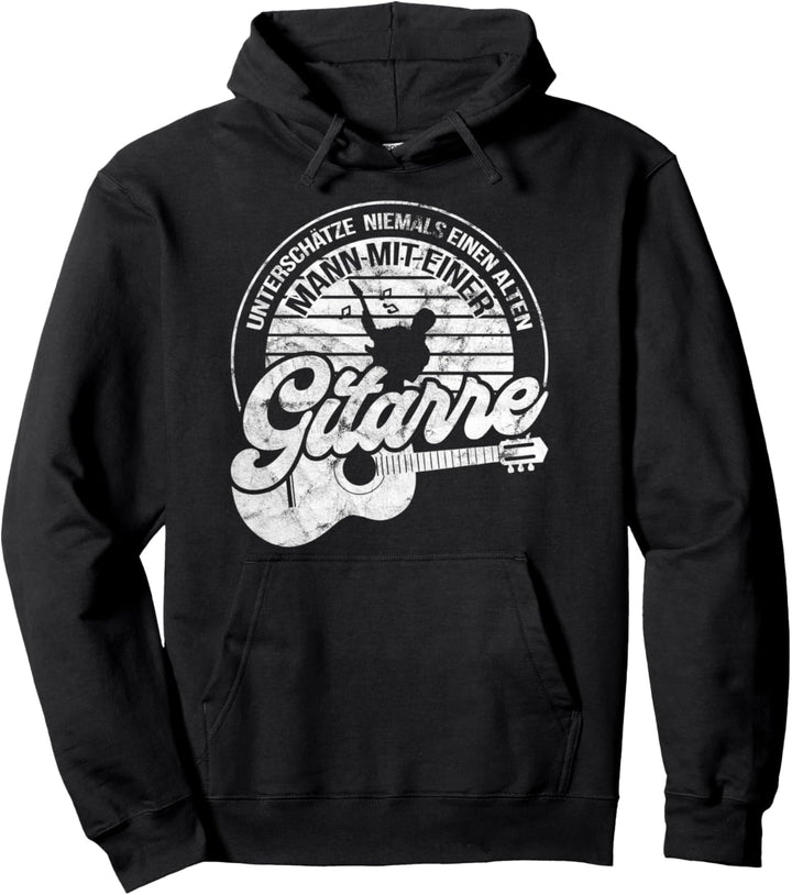 Gitarrenspieler Gitarrist Alter Mann mit Gitarre Pullover Hoodie
