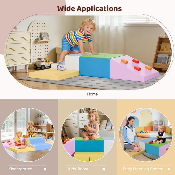 Schaumstoff Bausteine XXL Bunt, Indoor Klettergerüst für Kleinkinder ab 1 Jahr, Weiche Softblöcke mi
