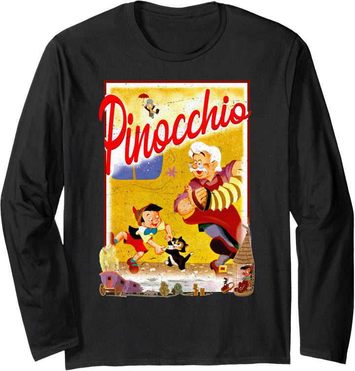 Disney Pinocchio Vintage Storybook Poster Langarmshirt