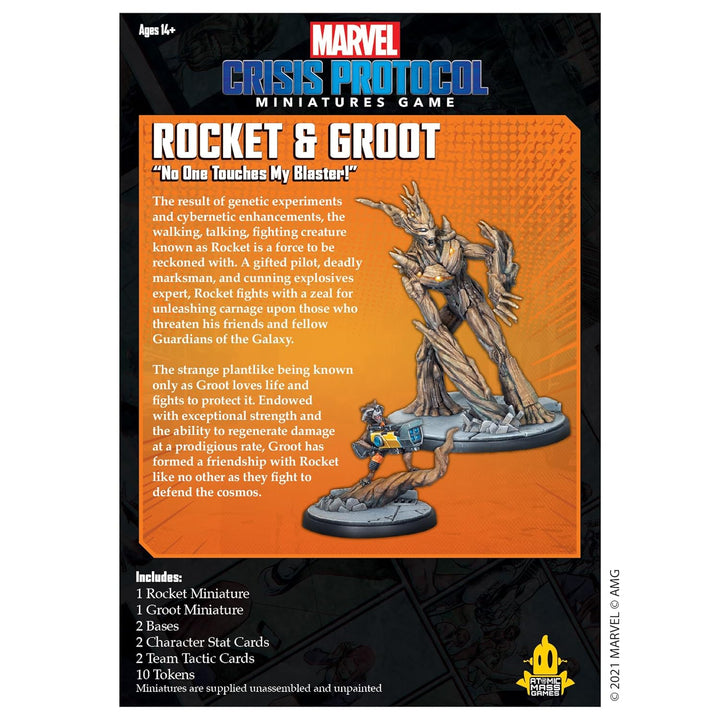 Atomic Mass Games , Marvel Crisis Protocol: Character Pack: Rocket and Groot, Miniatures Game, Ages