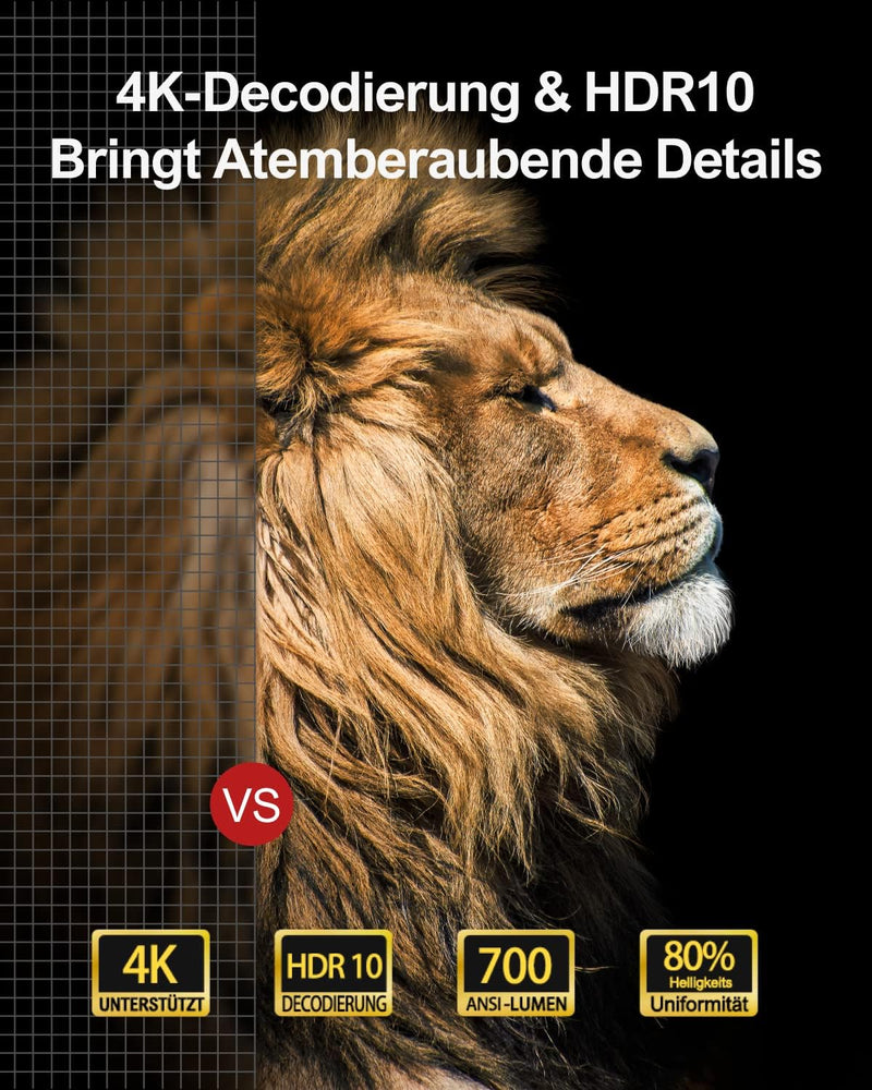 Ultimea Beamer Full HD 1080P Native mit Autofokus & Trapezkorrektur, 5G WiFi Bluetooth 700 ANSI 21,0