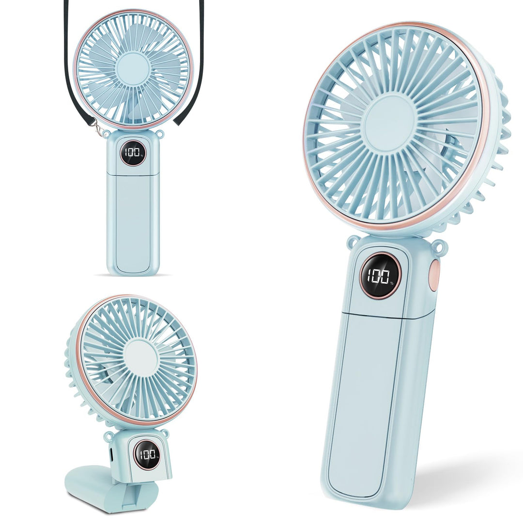 BEYYON Tragbarer Handventilator, 3-in-1 USB Ventilator Hand, leiser Mini Ventilator mit LED-Display,