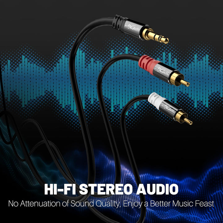Klinke 3,5mm auf Cinch Kabel 25 Meter,2 RCA Stecker auf Aux Stereo Audioadapter,Aux-Cinch Y Splitter