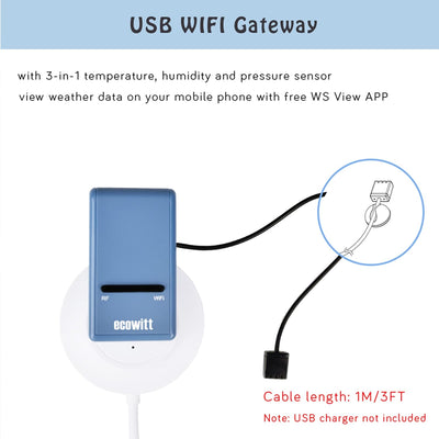 ECOWITT Wetterstation mit Aussensensor GW1101, drahtloser solarbetriebener 7-in-1-Aussensensor, WLAN