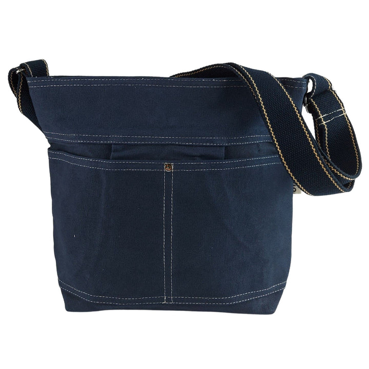Domelo Damen Vegan Umhängetasche. Die nachhaltige Crossbody Hobo Tasche ist aus 100% Baumwolle/Canva