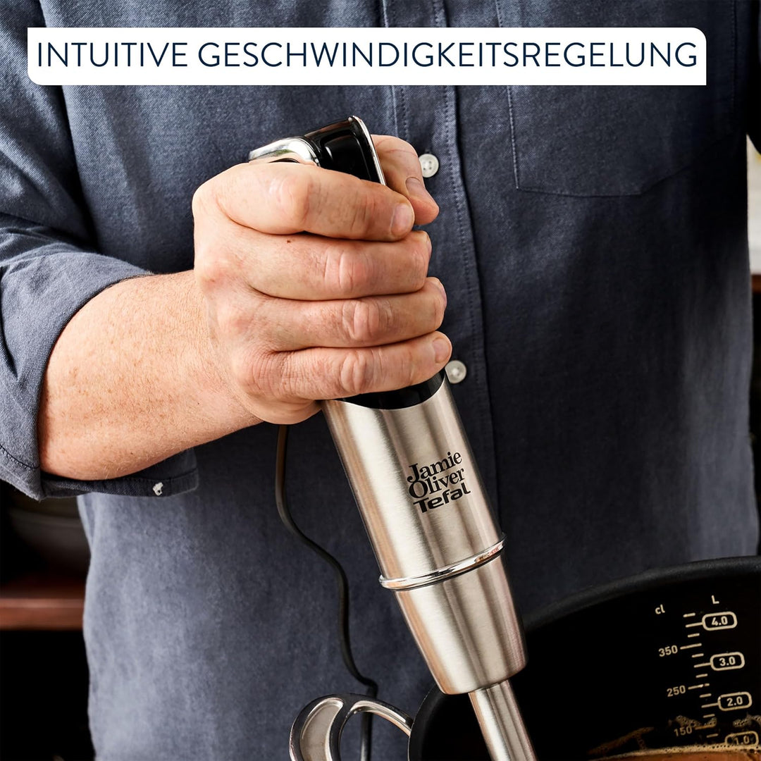 Jamie Oliver by Tefal Stabmixer, Edelstahlklingen, 1200 Watt, Mixerfuss spülmaschinengeeignet, Multi
