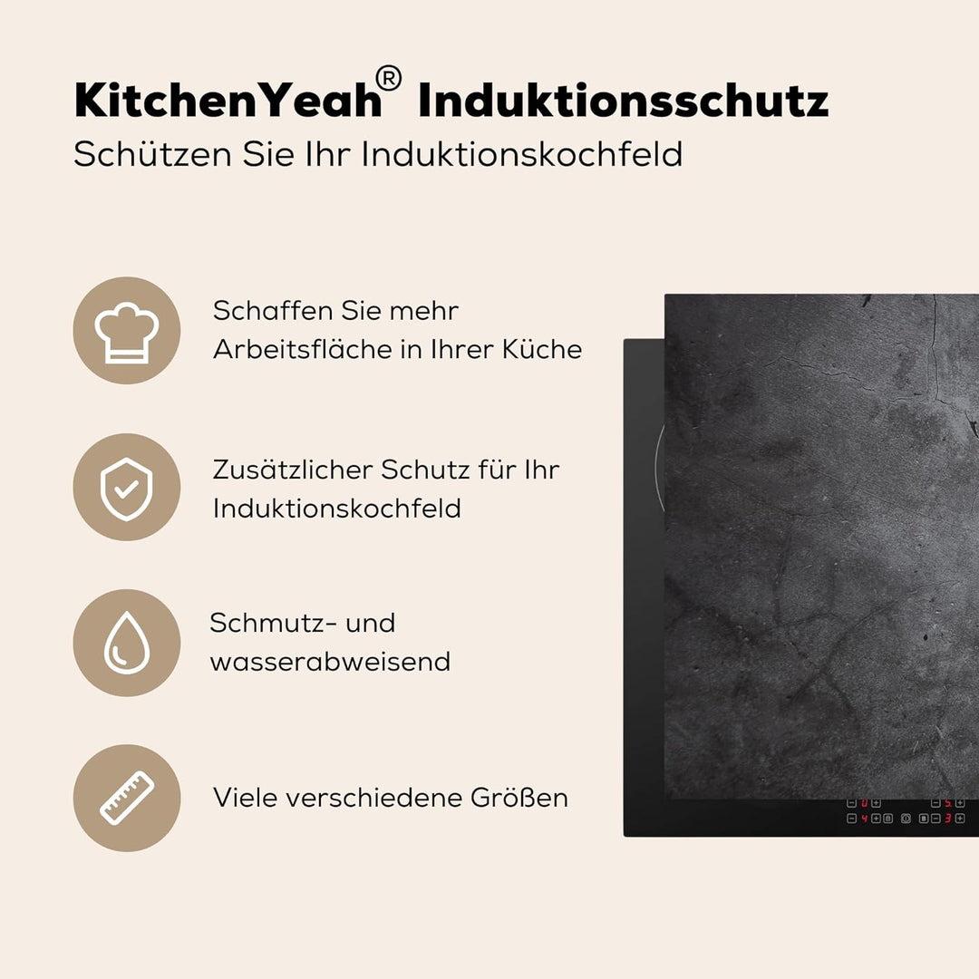 MuchoWow Herdabdeckplatte Ceranfeld Spritzschutz Küche Industriell - Beton - Grau - Schiefer - Retro