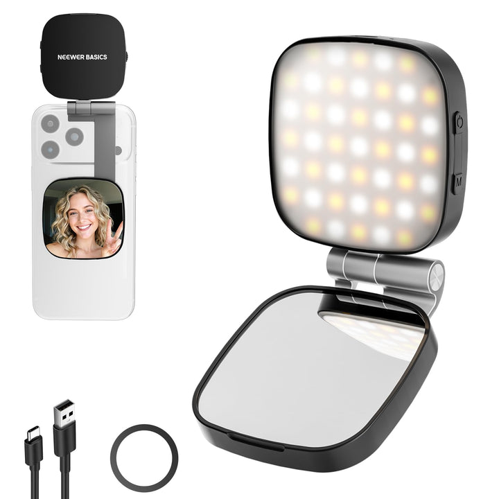 NEEWER Basics Magnetisches Selfie Licht Handy kompatibel mit MagSafe iPhone, 2W CRI95+ zweifarbiges