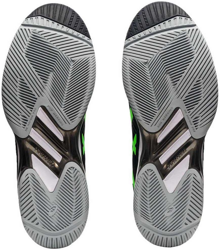 ASICS Herren Solution Speed FlyteFoam 2 Tennisschuhe, Stahlblau/Gefahrgrün 42 EU Black Green Gecko,