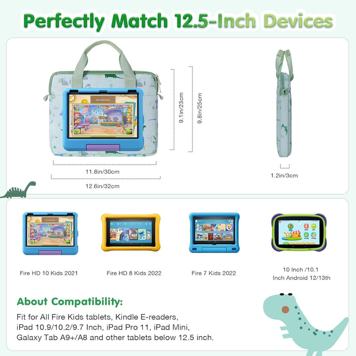 MoKo 10-12,5 Zoll Kinder Tablet Tasche Hülle für Fire HD 10 13th/11th Gen, Fire HD 8/7 Kids 2022, Ta