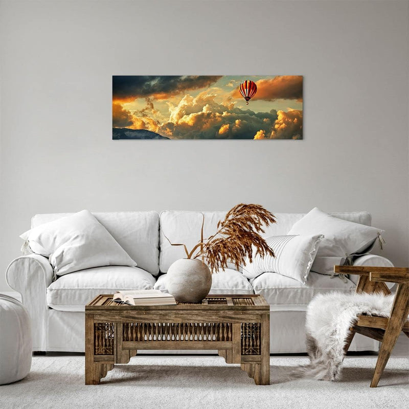 Panorama Bilder auf Leinwand Wolken Ballon Flug Leinwandbild 90x30cm Wandbilder Dekoration Wohnzimme