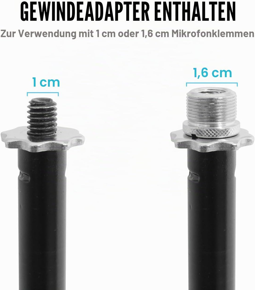 Tiger MCA21-BK Aufrechter Mikrofonständer mit Stativfuss - Verstellbarer Mikrofonständer - Schwarz S