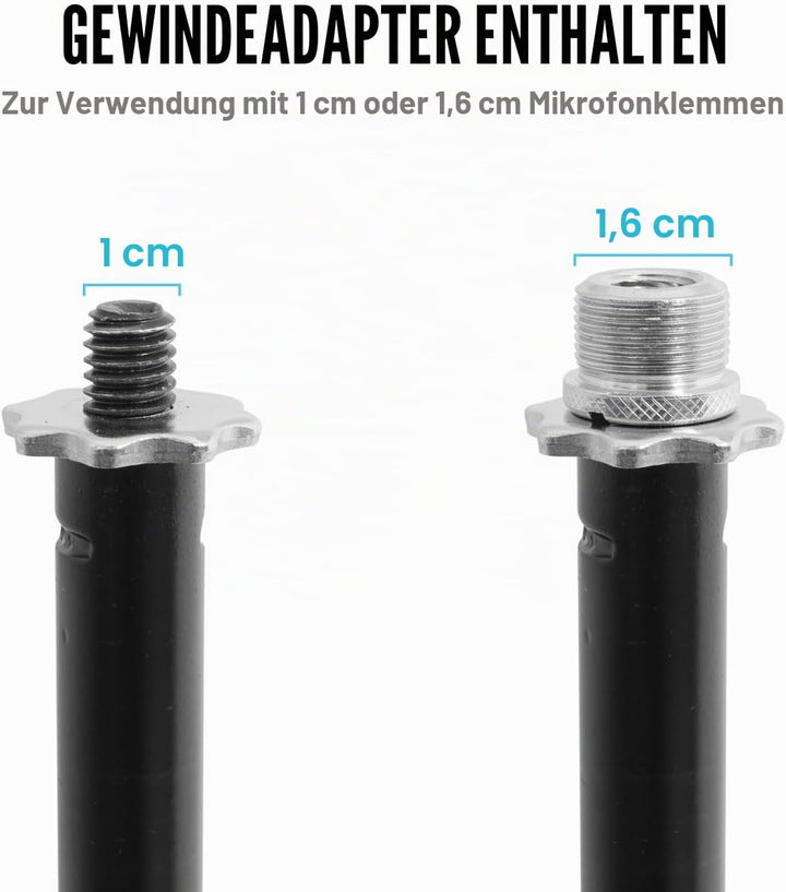 Tiger MCA21-BK Aufrechter Mikrofonständer mit Stativfuss - Verstellbarer Mikrofonständer - Schwarz S
