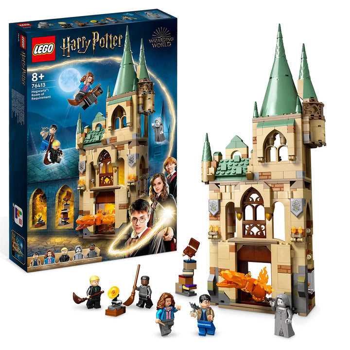 LEGO 76413 Harry Potter Hogwarts: Raum der Wünsche, Schloss-Spielzeug mit verwandlungsfähiger Feuers